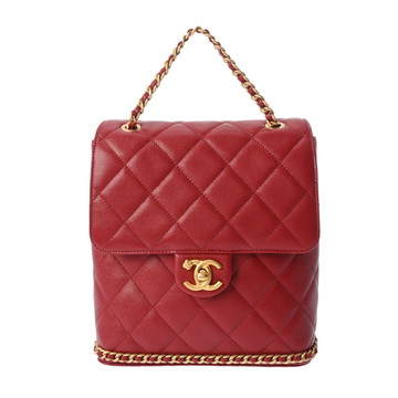 シャネル マトラッセ バックパック カメリア レッド AS4490 グレインドカーフスキン レディース バッグ 【中古】【bag】