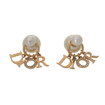 ディオール DIOR TRIBALES ピアス ゴールド/ホワイト E1411TRICY_D301 メタル/クリスタル/レジンパール レディース ジュエリー 【中古】【jewelry】