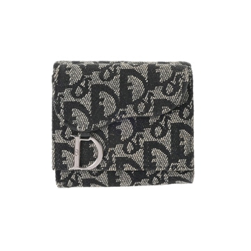 ディオール トロッター柄 ブラック/グレー キャンバス レディース 財布 【中古】【purse】