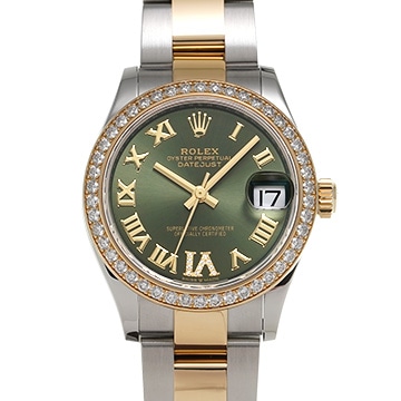 ロレックス デイトジャスト 278383RBR オリーブグリーン/ダイヤモンド ユニセックス 時計 【中古】【wristwatch】