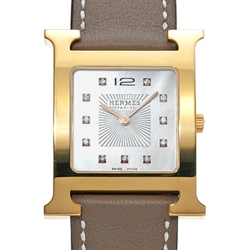 エルメス Hウォッチ HH1.502 ホワイトシェル/ダイヤモンド メンズ 時計 【中古】【wristwatch】