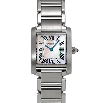 カルティエ タンクフランセーズ SM W51028Q3 ピンクシェル レディース 時計 【中古】【wristwatch】