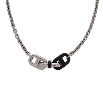 エルメス ネックレス マイヨン シルバー/ブラック ラッカーメタル/バッファローホーン レディース ジュエリー 【中古】【jewelry】