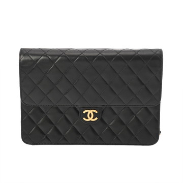 シャネル マトラッセ プッシュロック チェーンショルダー  ブラック ラムスキン レディース バッグ 【中古】【bag】
