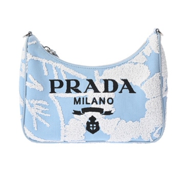 プラダ Re-Edition 2005 バッグ スカイブルー/ホワイト 1BH204 ファブリック レディース バッグ 【中古】【bag】