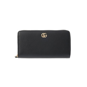 グッチ ダブルG ジップアラウンドウォレット ブラック 456117 496334 レザー レディース 財布 【中古】【purse】