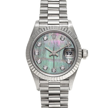 ロレックス デイトジャスト 69179NG ブラックシェル/ダイヤモンド レディース 時計 【中古】【wristwatch】