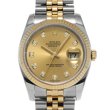 ロレックス デイトジャスト 116233G シャンパン/ダイヤモンド メンズ 時計 【中古】【wristwatch】