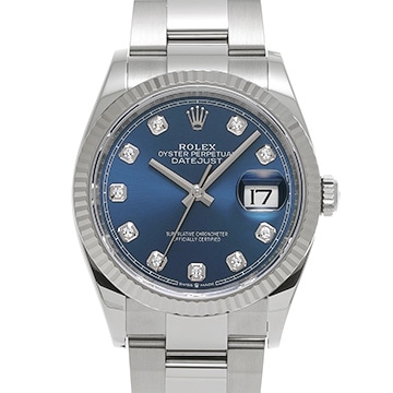 ロレックス デイトジャスト 36 126234G ブライトブルー/ダイヤモンド メンズ 時計 【中古】【wristwatch】