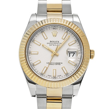ロレックス デイトジャストII 116333 アイボリー/ダイヤモンド メンズ 時計 【中古】【wristwatch】