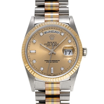 ロレックス デイデイト トリドール 18239BIC シャンパン/ダイヤモンド メンズ 時計 【中古】【wristwatch】