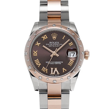 ロレックス デイトジャスト 31 178341 チョコレートブラウン/ダイヤモンド ユニセックス 時計 【中古】【wristwatch】