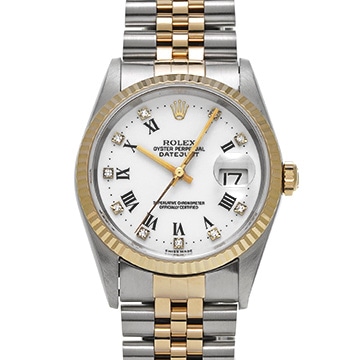 ロレックス デイトジャスト 16233G ホワイト/ダイヤモンド メンズ 時計 【中古】【wristwatch】