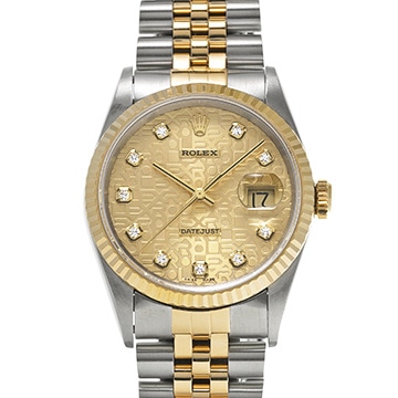 ロレックス デイトジャスト 16233G シャンパンコンピュータ/ダイヤモンド メンズ 時計 【中古】【wristwatch】