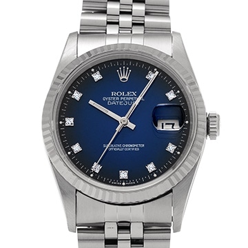 ロレックス デイトジャスト 16234G ブルーグラデーション/ダイヤモンド メンズ 時計 【中古】【wristwatch】