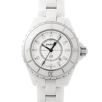 シャネル J12 33MM H1628 ホワイト/ダイヤモンド レディース 時計 【中古】【wristwatch】