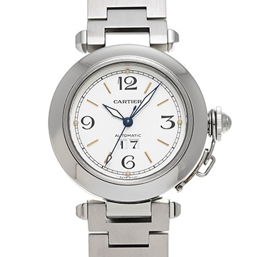 カルティエ パシャC ビッグデイト W31044M7 ホワイト ユニセックス 時計 【中古】【wristwatch】