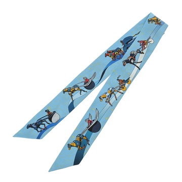エルメス ツイリー SPACE DERBY ライトブルー系/マルチカラー 063573S シルク100％ レディース 【新品】【other】