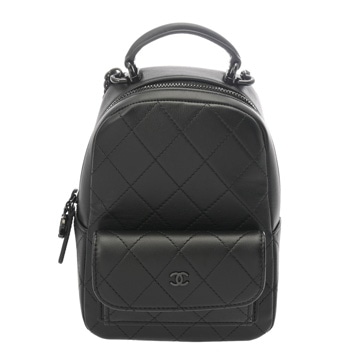 シャネル マトラッセ クラシック ミニ バックパック ブラック AP3753 カーフスキン レディース バッグ 【中古】【bag】