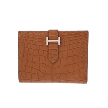 エルメス ベアン コンパクト ゴールド アリゲーターマット レディース 財布 【中古】【purse】