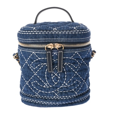 シャネル マトラッセ バニティ チェーンショルダー  ブルー AS1336 デニム レディース バッグ 【中古】【bag】