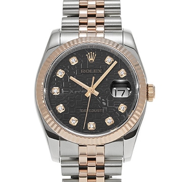ロレックス デイトジャスト  116231G ブラックコンピュータ/ダイヤモンド メンズ 時計 【中古】【wristwatch】