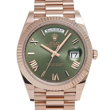 ロレックス デイデイト 40 228235 オリーブグリーン/エバーローズゴールド メンズ 時計 【中古】【wristwatch】