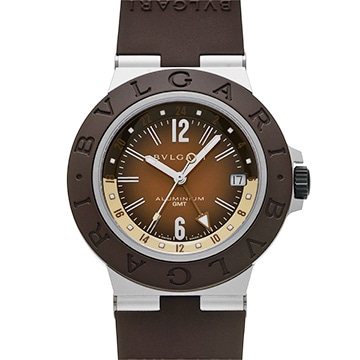 ブルガリ アルミニウム GMT フェンダー 1200本限定 BB40ATGMT ブラウン メンズ 時計 【中古】【wristwatch】