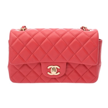 シャネル マトラッセ ミニ クラシック ハンドバッグ 20cm レッド A69900 ラムスキン レディース バッグ 【中古】【bag】