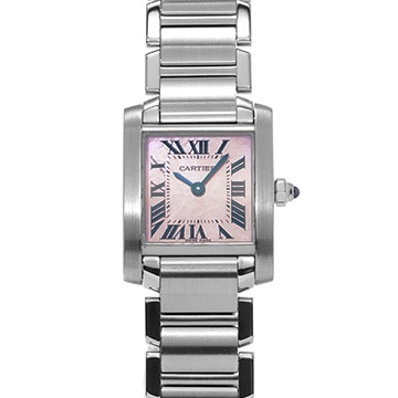 カルティエ タンク フランセーズ SM W51028Q3 ピンクシェル レディース 時計 【中古】【wristwatch】
