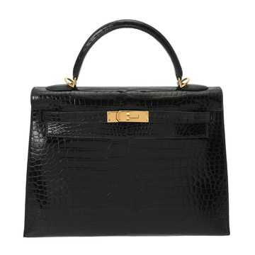 エルメス ケリー 32 外縫い ブラック ポロサスリセ レディース バッグ 【中古】【bag】