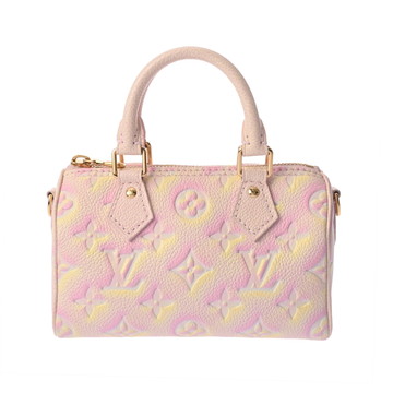 ルイ ヴィトン モノグラムアンプラント ナノ スピーディ 2WAY サマースターダストコレクション ピンク M82450 レザー レディース バッグ 【中古】【bag】