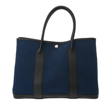 エルメス ガーデンパーティ PM ブルードマルト/ブラック トワルオフィシエ/ネゴンダ レディース バッグ 【中古】【bag】