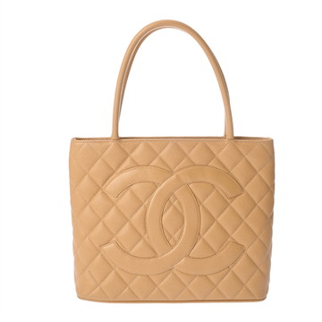 シャネル マトラッセ 復刻トート ベージュ A01804 キャビアスキン レディース バッグ 【中古】【bag】