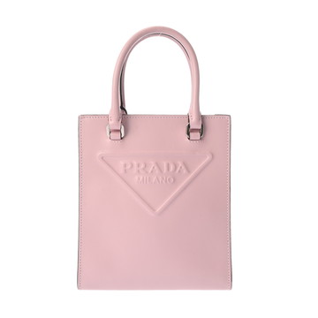 プラダ トライアングル ミニ トート 2WAY ピンク 1BA333 カーフ レディース バッグ 【中古】【bag】