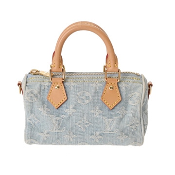 ルイ ヴィトン モノグラムデニム ナノ スピーディ スカイブルー M11212 デニム レディース バッグ 【中古】【bag】