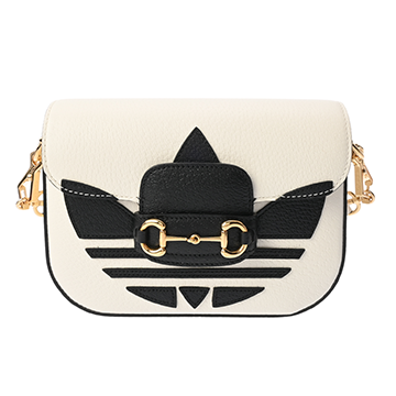 グッチ ホースビット1955 sdidas スモール ショルダー 2WAY ホワイト/ブラック 658574 レザー レディース バッグ 【中古】【bag】
