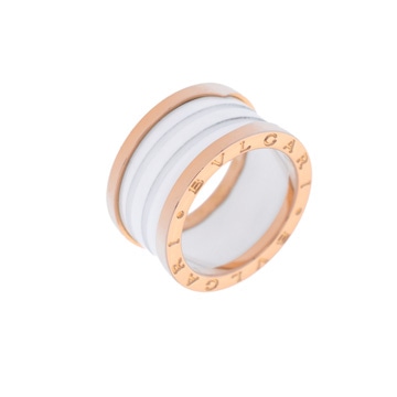 ブルガリ B-ZERO1 リング #54 ゴールド K18ピンクゴールド PG/ホワイトセラミック レディース ジュエリー 【中古】【jewelry】