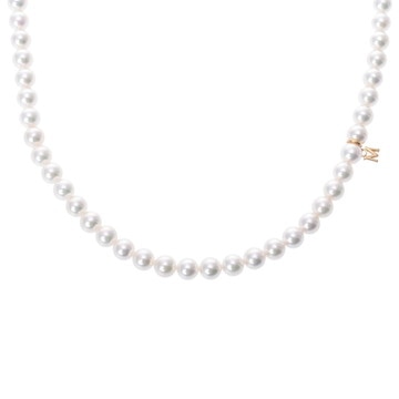 ミキモト パールロングネックレス 6.5-7.0mm Ｍチャーム付き ゴールド K18イエローゴールド YG/パール レディース ジュエリー 【中古】【jewelry】