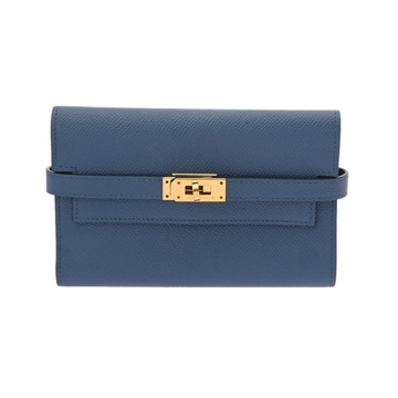 エルメス ケリーウォレット コンバイン ミディアム ブルーブライトン ヴォーエプソン レディース 財布 【中古】【purse】
