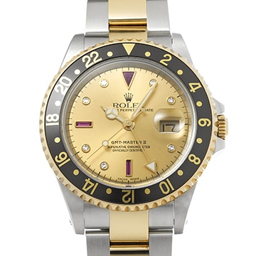ロレックス GMTマスターII 16713RG ブラック/ダイヤモンド/ルビー メンズ 時計 【中古】【wristwatch】
