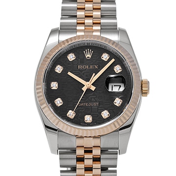 ロレックス デイトジャスト  116231G ブラックコンピュータ/ダイヤモンド メンズ 時計 【中古】【wristwatch】