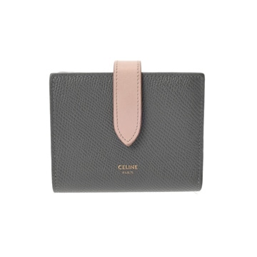 セリーヌ スモールストラップウォレット グレー/ピンク 10H263BRU.10GV グレインドカーフ レディース 財布 【中古】【purse】