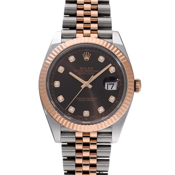 ロレックス デイトジャスト 41 126331G チョコレートブラウン/ダイヤモンド メンズ 時計 【中古】【wristwatch】