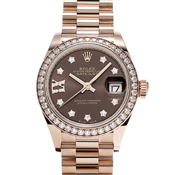 ロレックス レディ デイトジャスト 279135RBR チョコレートブラウン/ダイヤモンド レディース 時計 【中古】【wristwatch】