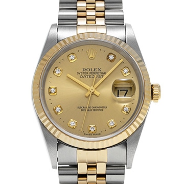 ロレックス デイトジャスト 16233G シャンパン/ダイヤモンド メンズ 時計 【中古】【wristwatch】