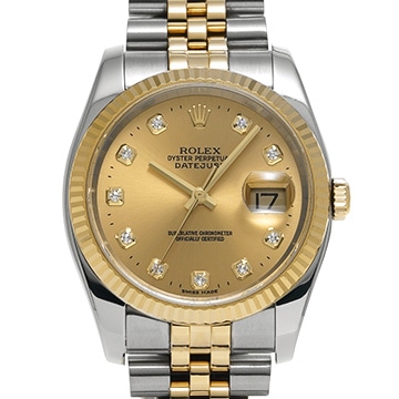 ロレックス デイトジャスト 116233G シャンパン/ダイヤモンド メンズ 時計 【中古】【wristwatch】