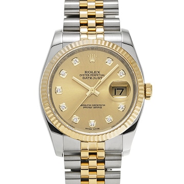 ロレックス デイトジャスト 116233G シャンパン/ダイヤモンド メンズ 時計 【中古】【wristwatch】