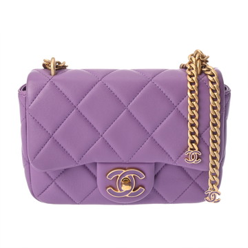シャネル マトラッセ ミニ フラップバッグ  パープル AS3114 ラムスキン レディース バッグ 【中古】【bag】