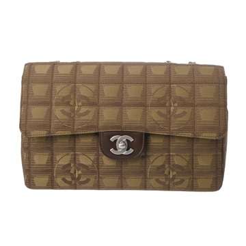 シャネル ニュートラベル チェーンショルダー カーキ A15285 ナイロンジャガード レディース バッグ 【中古】【bag】
